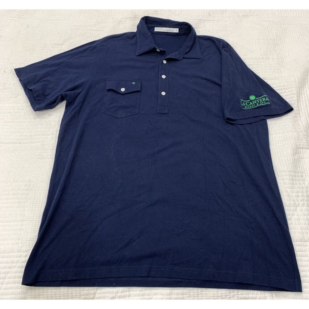 Criquet Polo Shirt Mens XL Blue Solid Pima Cotton Stretch Jersey Knit Pocket